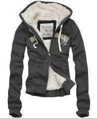 dames abercrombie fitch fleece hooded outwear zip diepgrijze Meer Betaalbare em25k549